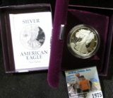 1992 S Silver Proof American Eagle in original velvet-lined box of issue.