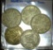 1927, 29, 30, 31 & 42 Great Britain Silver Six Pence coins.