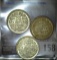 (3) 1944 P Netherlands Silver 25 Cent pieces. Grades up to BU.