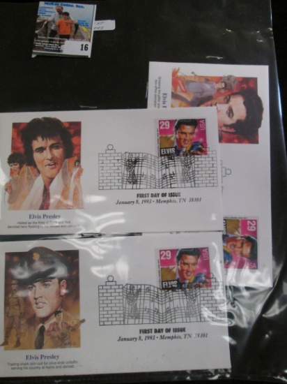 (3) Different Elvis Presley First Day of Issue Stamped Covers.
