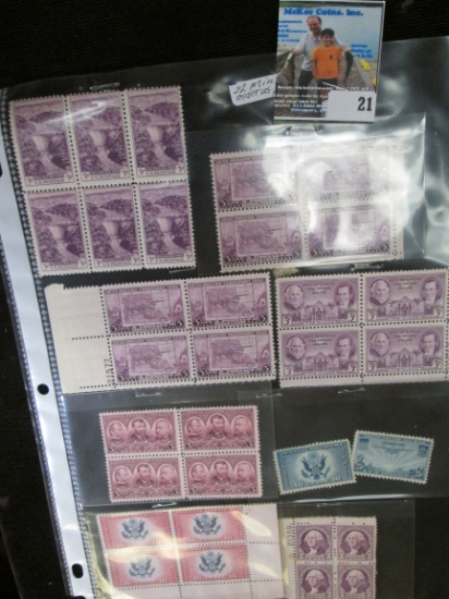 (32) Mint, old U.S. Stamps including some Plate Blocks.