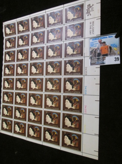 Mint Sheet of 50 Scott # 1487 U.S. Stamps "Willa Cather".