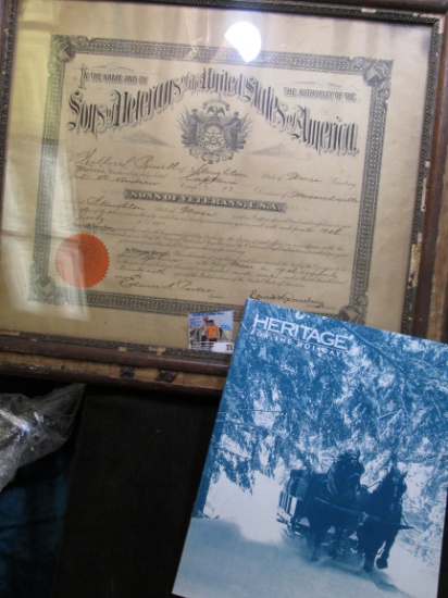Original framed 1901 Document "In the Name and by the Authority of the Sons of Veterans of the Unite
