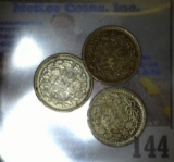 1914, 37, & 44 P Netherlands high grade Ten Cent pieces.