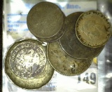 (8) Old damaged Silver Coins, Russia, Great Britain, etc. Weighs 34 grams.