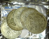 1920, 21, 22, 29, & 38 Great Britain Silver Two Shillings.