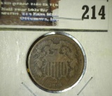 1864 Civil War Date U.S. Two Cent Piece.