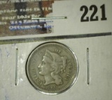 1865 U.S. Civil War Date Three Cent Nickel.