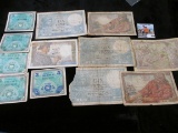 (4) 1944 France Two Francs, Five Franc, & Ten Franc Banknotes; (3) 1941 France Ten Francs Banknotes;