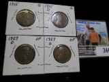 1915P, D, 29D, & S Lincoln Cents. Grades up to EF.