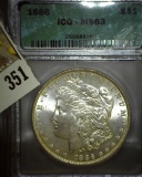 1886 P Morgan Silver Dollar, BU.  ICG slabbed MS63.