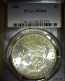 1886 P Morgan Silver Dollar PCGS slabbed MS64 with reverse VAM sticker 