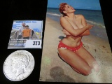 1922 P U.S. Peace Silver Dollar & a postcard titled 