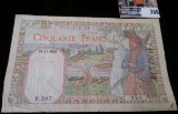 24-11-1939 Bank of Algiers Banknote with watermark.