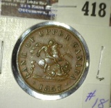 1857 Bank of Upper Canada 1/2 Penny token - XF