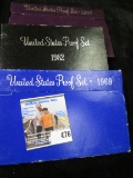 3 Proof Sets - 1969 - 1982 - 1987    greysheet bid $12