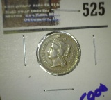 1868 Three Cent Nickel, Partial hole.