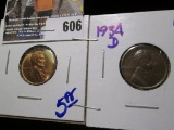 1934-D And 1938 Wheat Cents