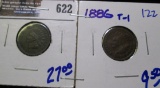 1885 And 1886 Type 1 Indian Head Cents