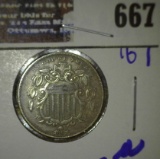 1867 Shield Nickel With No Rays