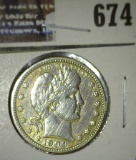 1900-O Barber Quarter With Full Liberty