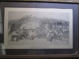 Large framed black and white print from the Library of Congress titled 