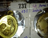 2 Religious Medals Includes Sainte Anne De Varennes And St Anne Marie Joachim