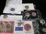 2- Five Dollar Space Shuttle Medal, Replica Political Pinbacks, Bronze Smoky Mountain Medal, And Rep