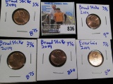 5 Broad Stroke 2019 Lincoln Cents Error Coins