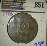 1786 1 Sol Bronze Coin From Luxembourg