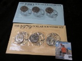 1979 And 1980 Susan B Anthony Thee Dollar Souvenir Sets.