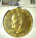 1776-1976 24K Gold-plated Eisenhower Dollar.
