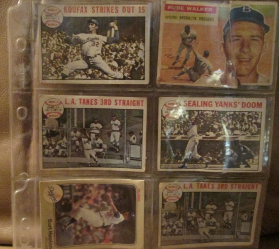 Group Of Six Old Baseball Cards Including A Sandy Koufax. (one Card Is Torn In Half). Stored In A Pl