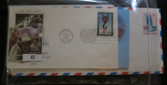 (40) United Nations First Day Of Issue Stamped Covers.