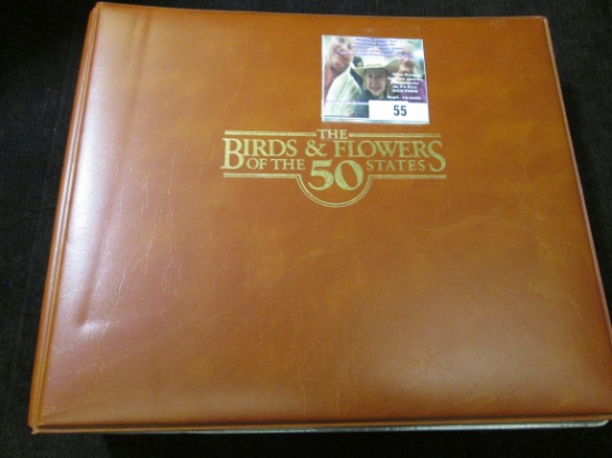 Attractive Simulated Leather With Gold Embossed Lettering Album With Covers "the Birds & Flowers Of