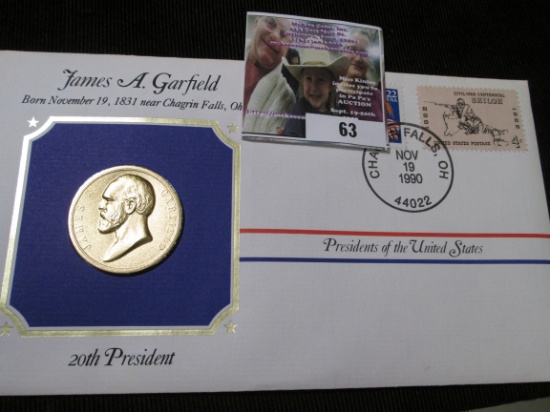 1881 James A. Garfield Inauguration/death Medal In A Stamped Presidents Of The United States Cover