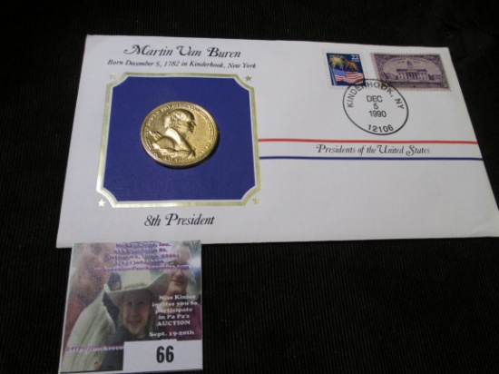 1857 Martin Van Buren Indian Peace Medal In A Stamped & Postmarked Cover Presidents Of The United St