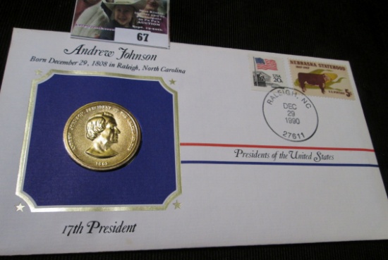 1863 Andrew Johnson Indian Peace Medal In A Stamped & Postmarked Cover Presidents Of The United Stat