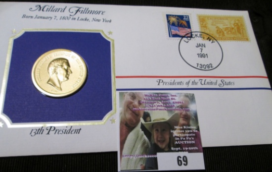 1850 Millard Fillmore Indian Peace Medal In A Stamped & Postmarked Cover Presidents Of The United St