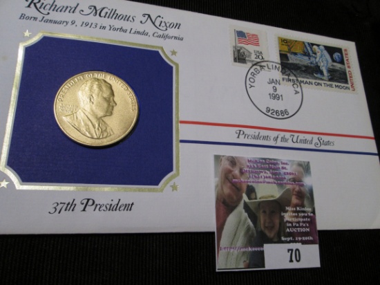 1969 Richard Milhous Nixon Inauguration Medal In A Stamped Presidents Of The United States Cover