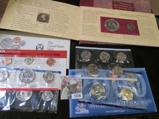1992 P & D, 2000 Philadelphia, U.S. Mint Sets; & "The Thomas Jefferson Coinage & Currency Set, all i