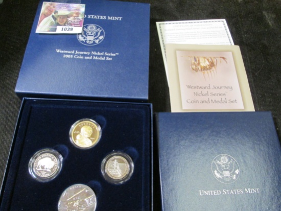 2005 Westward Journey Nickel Series Coin and Medal Set. All proof and in original box of issue.