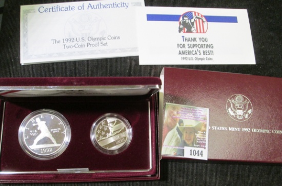 The 1992 U.S. Olympic Coin Two-Coin Proof Set in original box of issue.
