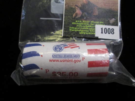 2009 P Original United States Mint wrapped Roll of Presidential Dollars, Gem BU. (25 coins).