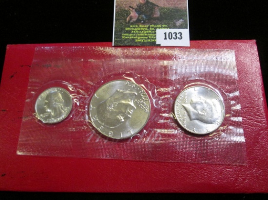 1976 Silver Three-piece U.S. Mint set in original red envelope and cellophane.