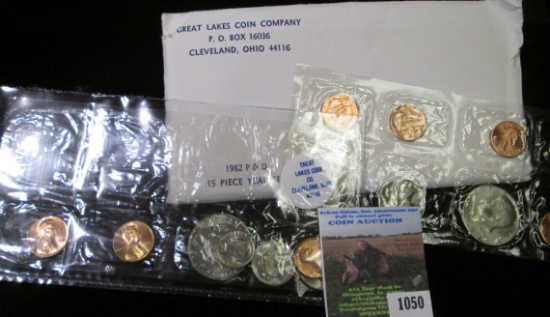 1982 Uncirculated Set of Coins incellophane and a "Great Lakes Coin Company envelope. (15 pcs.)