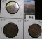 (3) 1837 U.S. Large Cents, (2) VG, & one F-VF cleaned.