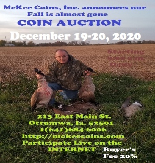 Mckee Coins Inc. Live Auction December 19-20, 2020