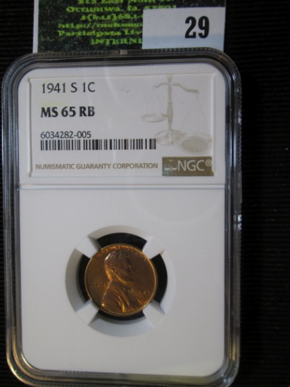 1941-S Lincoln Wheat Cent Graded Ms 65 Reddish Brown By Ngc