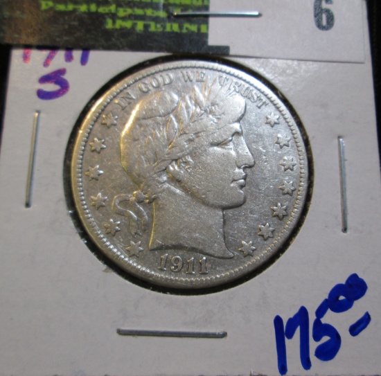 1911-S Barber Half Dollar